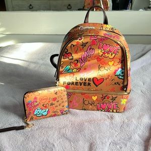BNWOT Love Forever Backpack with matching wallet